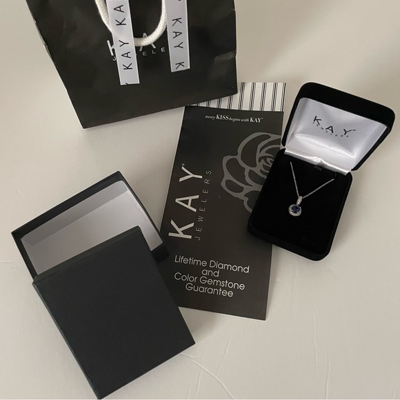 Kay Jewelers Sapphire Pendant Necklace w/ Original Bag, Box, and Inspection Info - Picture 3 of 10